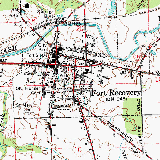 Topographic Map of Village of Fort Recovery, OH