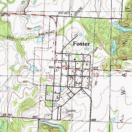 Topographic Map of Village of Foster, MO