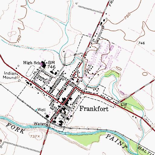 Topographic Map of Village of Frankfort, OH