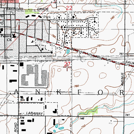Topographic Map of Village of Frankfort, IL