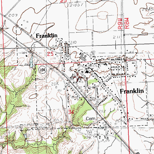 Topographic Map of Village of Franklin, IL