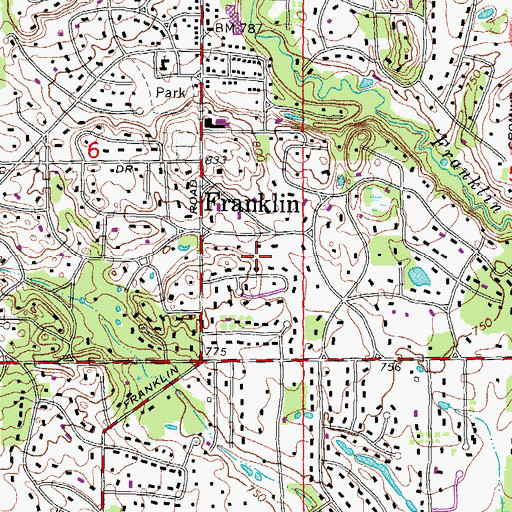 Topographic Map of Village of Franklin, MI