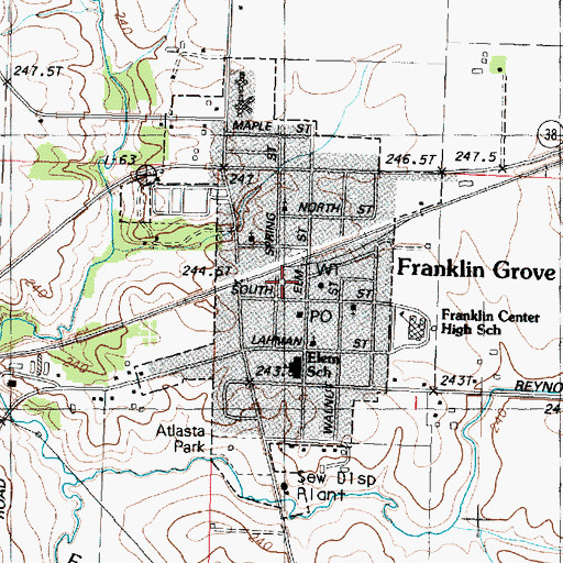Topographic Map of Village of Franklin Grove, IL