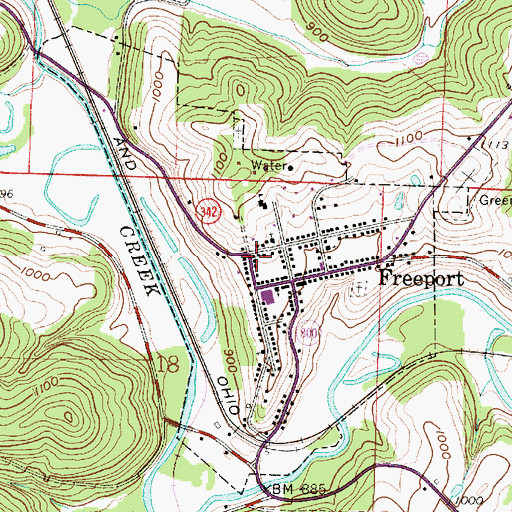 Topographic Map of Village of Freeport, OH