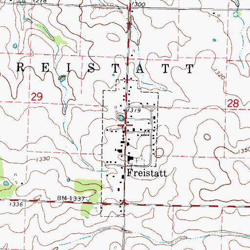 Topographic Map of Village of Freistatt, MO
