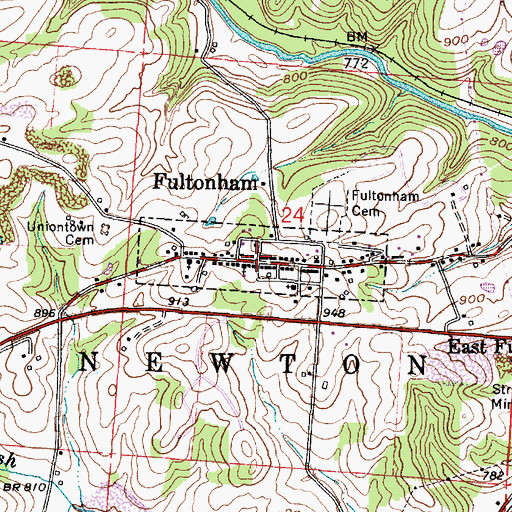 Topographic Map of Village of Fultonham, OH