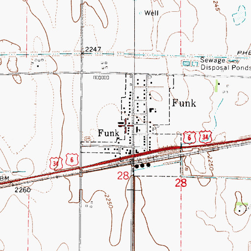 Topographic Map of Village of Funk, NE