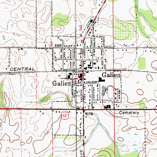 Topographic Map of Village of Galien, MI