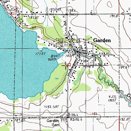 Topographic Map of Village of Garden, MI