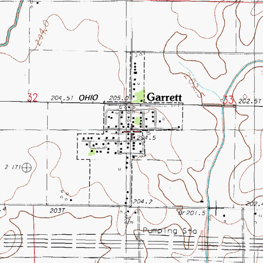 Topographic Map of Village of Garrett, IL