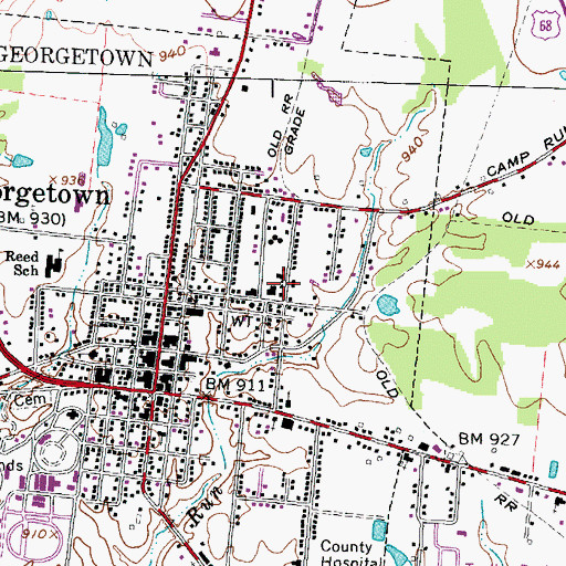 Topographic Map of Village of Georgetown, OH