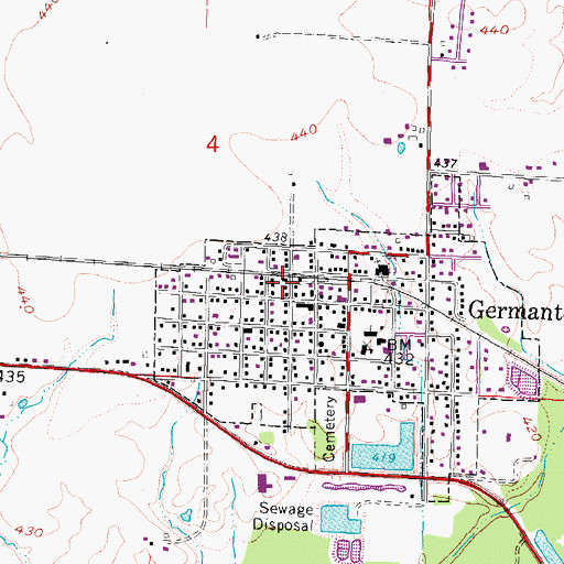 Topographic Map of Village of Germantown, IL