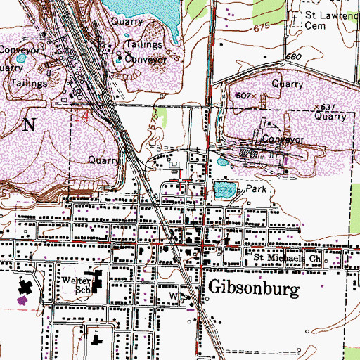 Topographic Map of Village of Gibsonburg, OH