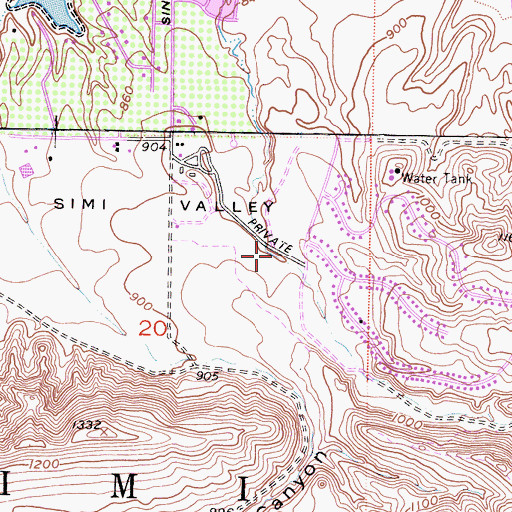 Topographic Map of Bus Canyon, CA