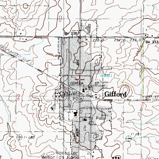 Topographic Map of Village of Gifford, IL