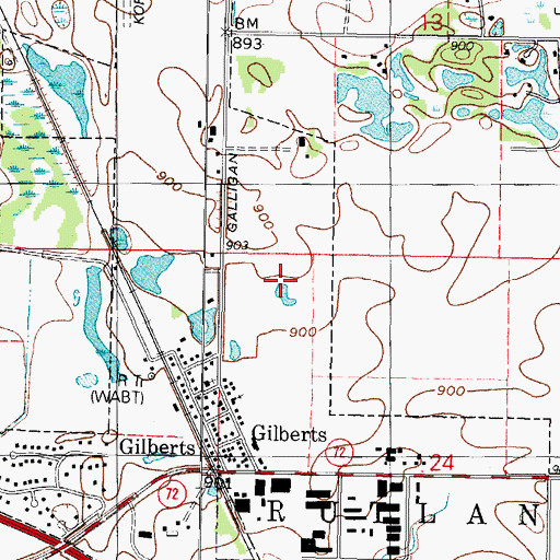 Topographic Map of Village of Gilberts, IL