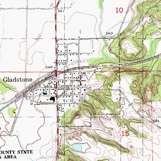 Topographic Map of Village of Gladstone, IL