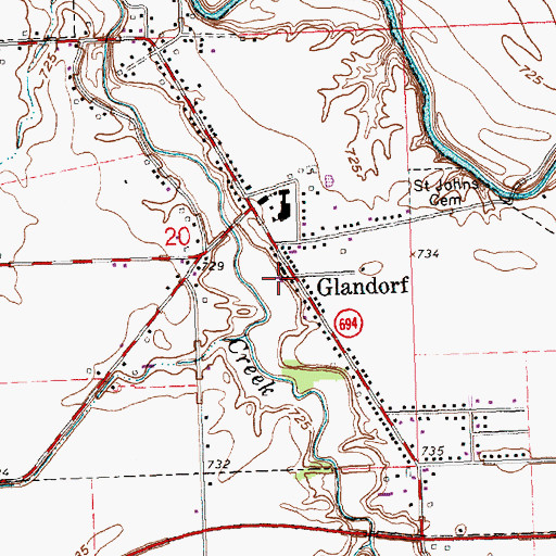 Topographic Map of Village of Glandorf, OH