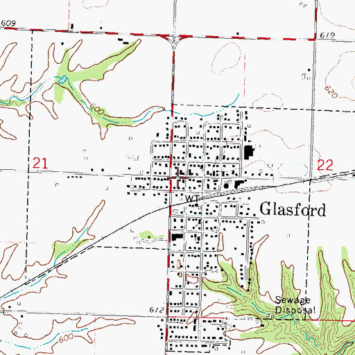 Topographic Map of Village of Glasford, IL