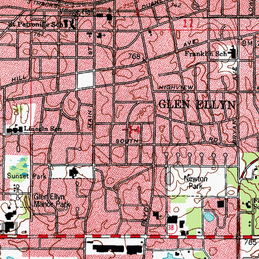 Topographic Map of Village of Glen Ellyn, IL