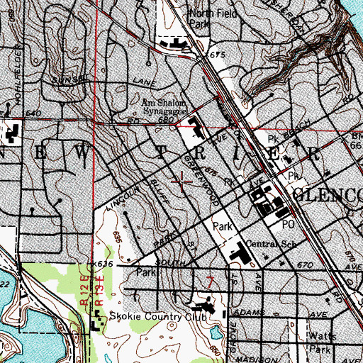 Topographic Map of Village of Glencoe, IL