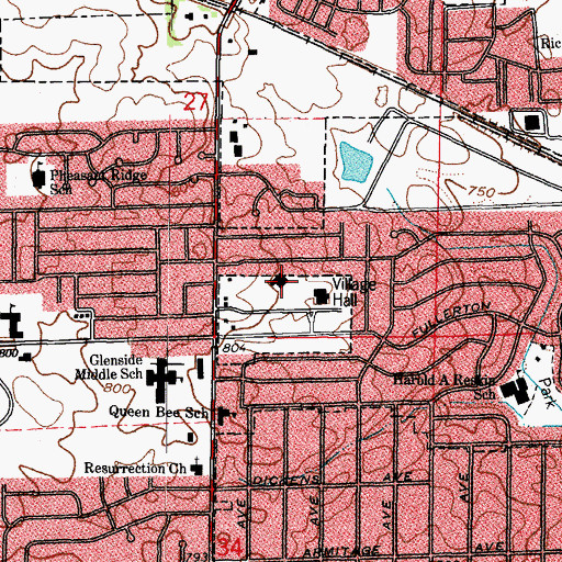 Topographic Map of Village of Glendale Heights, IL