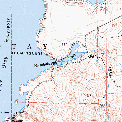 Topographic Map of Buschalaugh Cove, CA