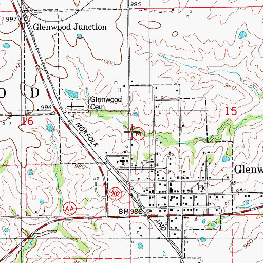 Topographic Map of Village of Glenwood, MO