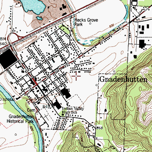Topographic Map of Village of Gnadenhutten, OH