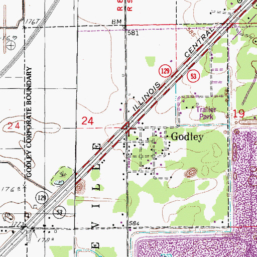 Topographic Map of Village of Godley, IL