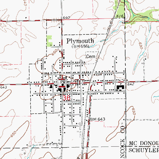 Topographic Map of Village of Plymouth, IL