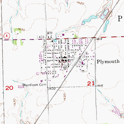 Topographic Map of Village of Plymouth, NE