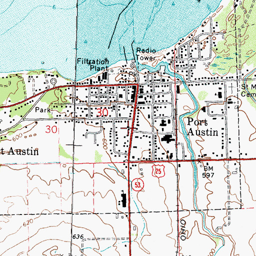 Topographic Map of Village of Port Austin, MI