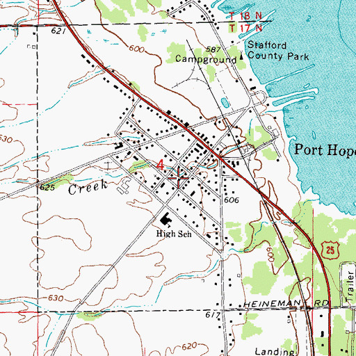 Topographic Map of Village of Port Hope, MI