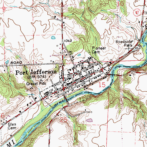 Topographic Map of Village of Port Jefferson, OH
