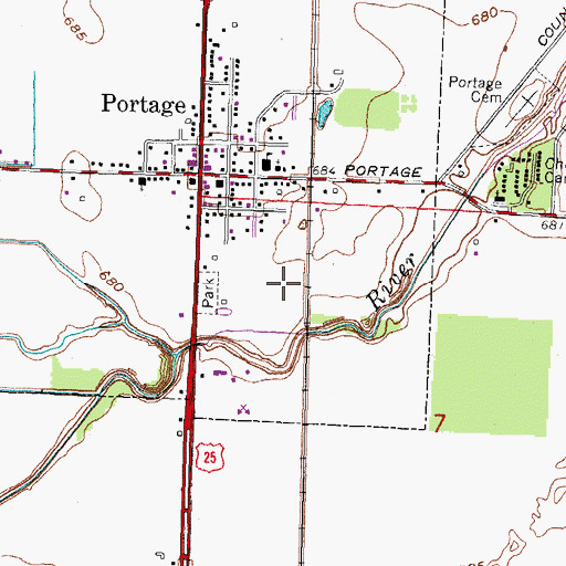 Topographic Map of Village of Portage, OH