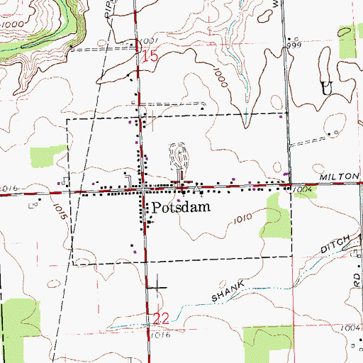Topographic Map of Village of Potsdam, OH