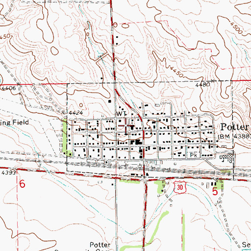 Topographic Map of Village of Potter, NE