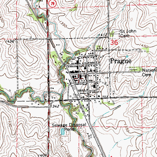 Topographic Map of Village of Prague, NE