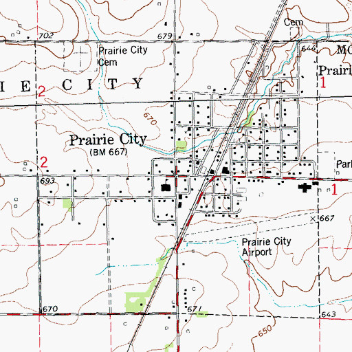 Topographic Map of Village of Prairie City, IL