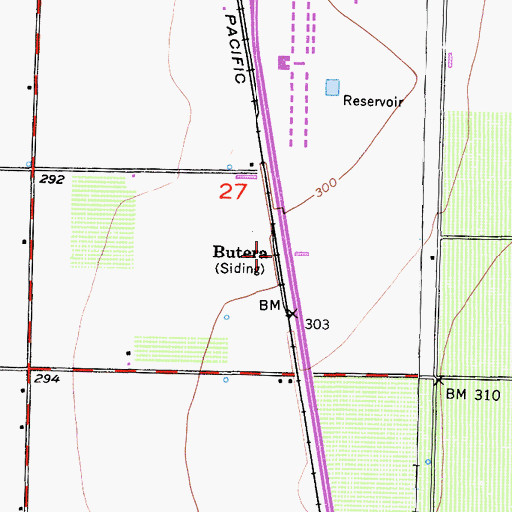 Topographic Map of Butera, CA