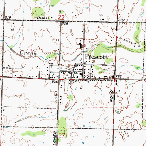 Topographic Map of Village of Prescott, MI