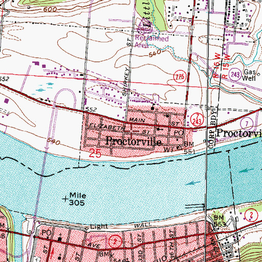 Topographic Map of Village of Proctorville, OH