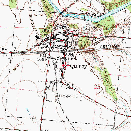 Topographic Map of Village of Quincy, OH