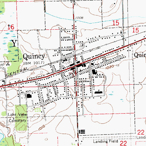 Topographic Map of Village of Quincy, MI