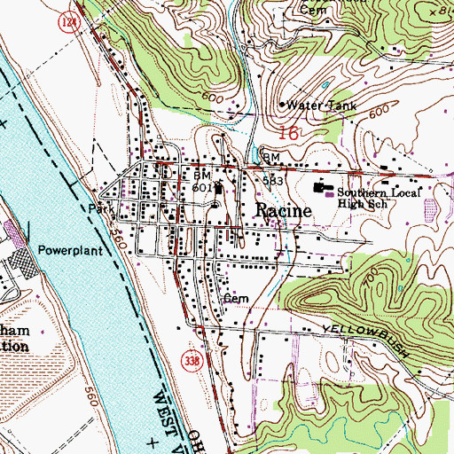 Topographic Map of Village of Racine, OH