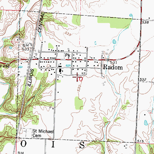 Topographic Map of Village of Radom, IL