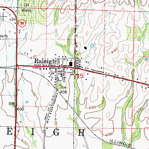 Topographic Map of Village of Raleigh, IL