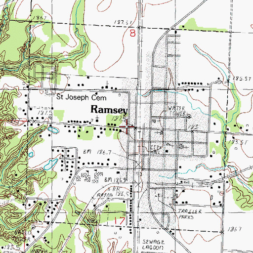 Topographic Map of Village of Ramsey, IL
