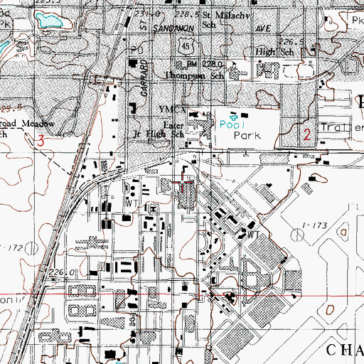 Topographic Map of Village of Rantoul, IL